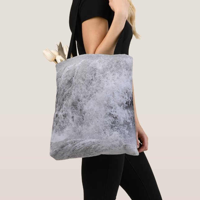 Stormy Wave Crashing Tote Bag (Close Up)