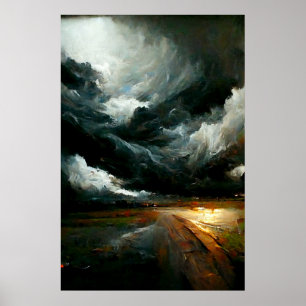 Stormy Weather Blues-Inspired painting of clouds Poster
