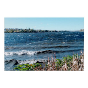 Stormy weather in October on the Dnieper River Poster