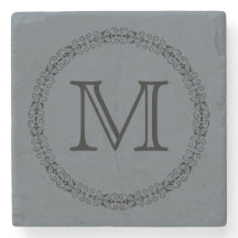 Stormy Weather Slate Grey Solid Colour Monogram