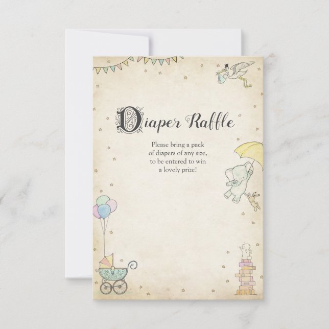 Story Book Baby Shower Diaper Raffle Card (Front)