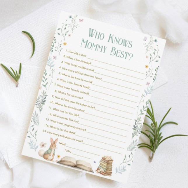 Story Book Baby Shower Who Knows Mommy Best Card (Creator Uploaded)