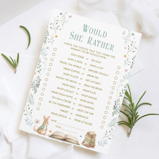 Story Book Baby Shower Would She Rather Game Card (Creator Uploaded)