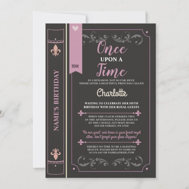 Story Book Cover Fairytale Princess Birthday Party Invitation (Front)