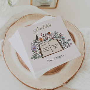 Story Book First Chapter Floral Girls Birthday Napkin