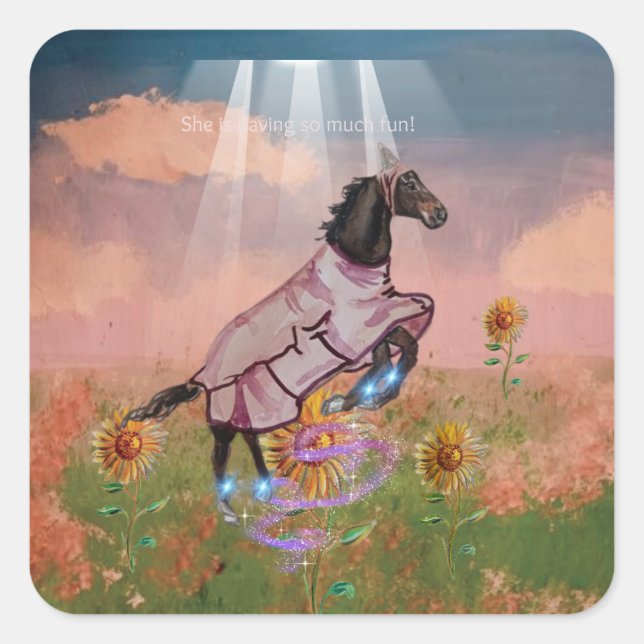 story book horse square sticker (Front)