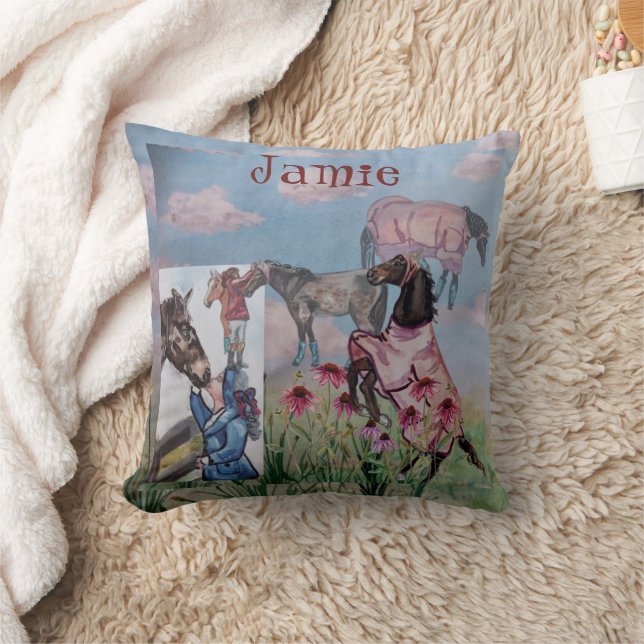 story book illustrations of Jamie and Poppy Cushion (Blanket)