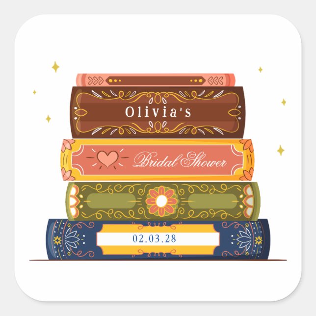 Story Book Library Onto Next Chapter Bridal Shower Square Sticker (Front)