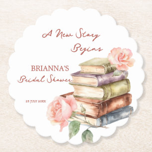 Story book new chapter bridal shower favours paper coaster