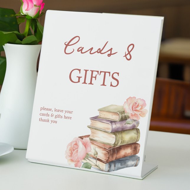 Story book new chapter bridal shower gifts table pedestal sign (Story book new chapter bridal shower gifts table pedestal sign personalized table decor)
