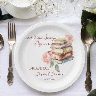 Story book new chapter bridal shower printed paper plate