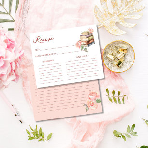 Story book new chapter bridal shower recipe card