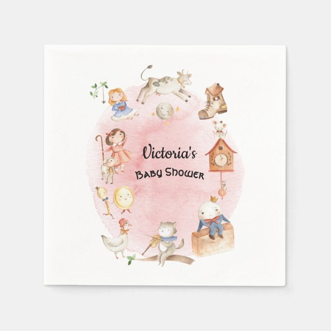 Story book Nursery Rhyme baby shower napkins (Front)