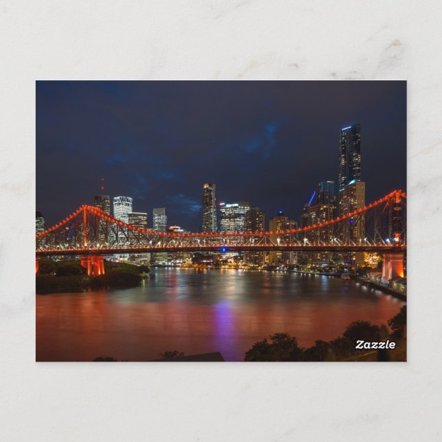 Story Bridge and city at dusk, Brisbane Australia. Postcard (Back)