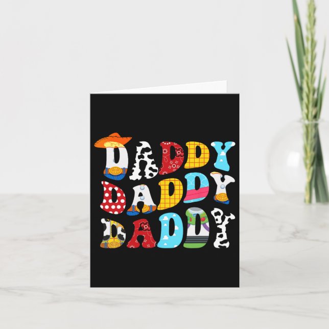Story Daddy Toy Boy Story Dad Fathers Day Tee For  Card (Front)