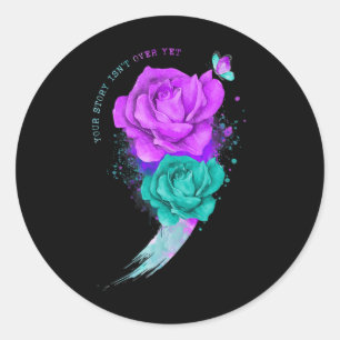 Story Isn't Over Yet Semicolon Suicide Prevention Classic Round Sticker