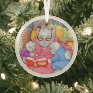 STORY KITTIES Glass Circle Ornament