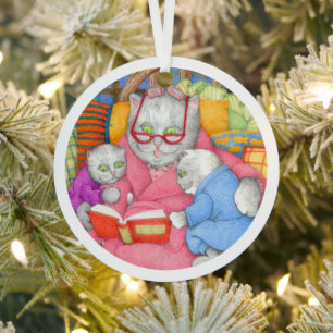 STORY KITTIES Metal Circle Ornament