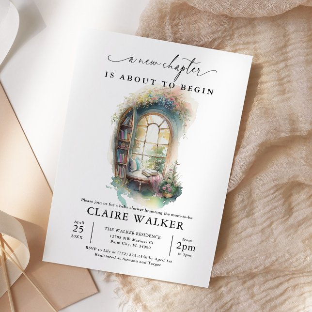 Storybook A New Chapter Book Themed Baby Shower Invitation (Creator Uploaded)