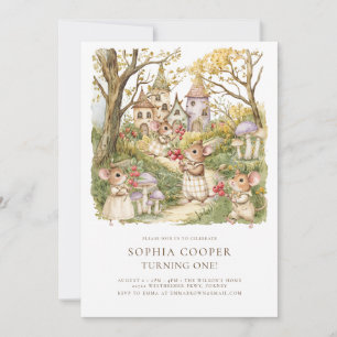 Storybook Animals Watercolor 1st Birthday Invitation