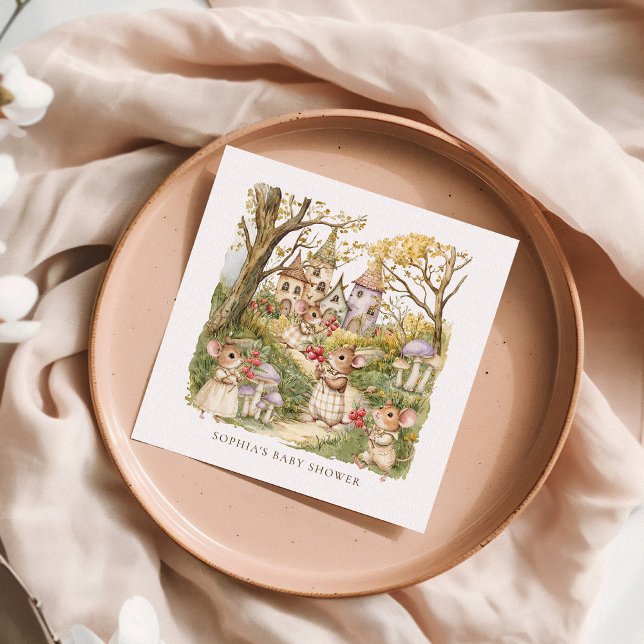 Storybook Animals Watercolor Baby Shower Napkin (Creator Uploaded)