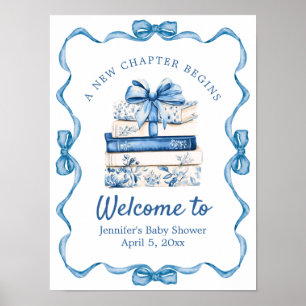 Storybook Baby Shower Blue Ribbon Welcome Poster