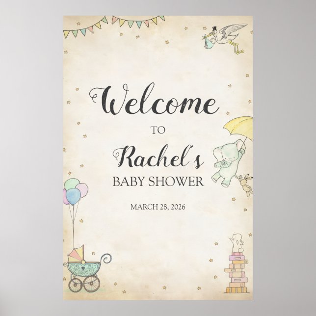 Storybook Baby Shower Welcome Poster (Front)