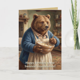 Storybook Baking Bear Grandmother Birthday Card
