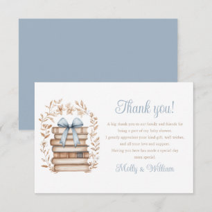Storybook Blue Bow Baby Shower  Thank You Card
