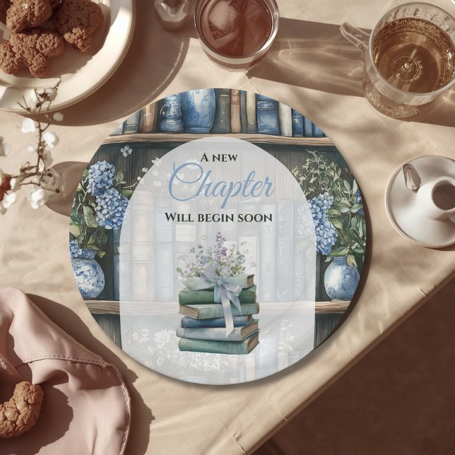 Storybook Blue Boy Library Book Baby Shower Paper Plate (Creator Uploaded)