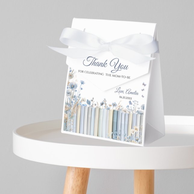Storybook Blue Floral Baby Shower Thank You Favour Box (Creator Uploaded)