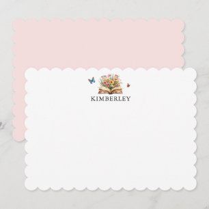 Storybook Book Lover Wildflower Thank you Card