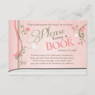 Storybook Bring a book Vintage Pink and Gold Girl Enclosure Card
