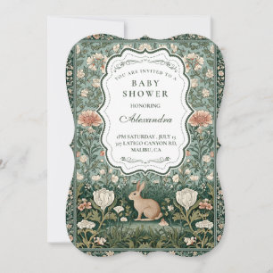 Storybook Bunny Floral Baby Shower Invitation
