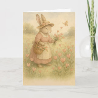 Storybook Bunny with Flowers – Whimsical Woodland  Card