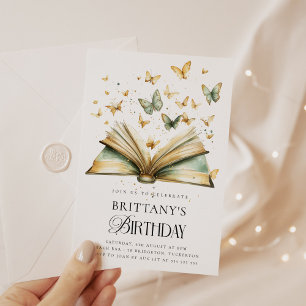 Storybook & Butterflies Watercolor Birthday Party Invitation