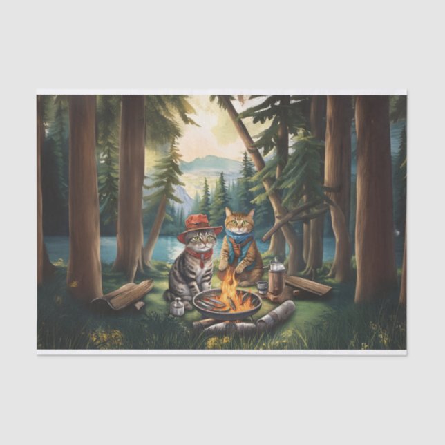 Storybook Campfire Cats,  Love the Outdoors Tissue Paper (Front)