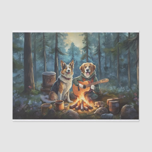 Storybook Campfire Dogs, Outdoor Music Tissue Paper (Front)