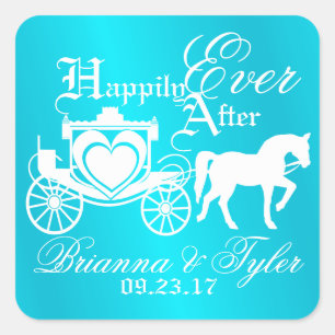 Storybook Carriage Happily Ever After Square Sticker