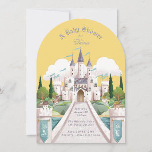 Storybook Castle Illustrated Yellow Baby Shower Invitation