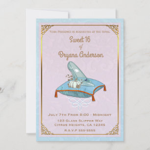 Storybook Cinderella Glass Slipper Sweet 16 Pink Invitation