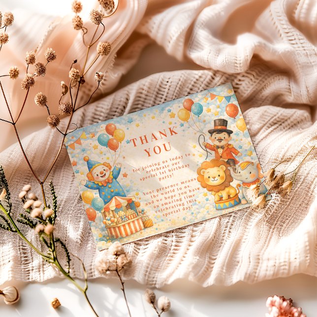 Storybook Circus Friends Birthday Thank You Card (Creator Uploaded)