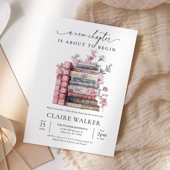 Storybook Coquette Book New Chapter Baby Shower Invitation (Creator Uploaded)