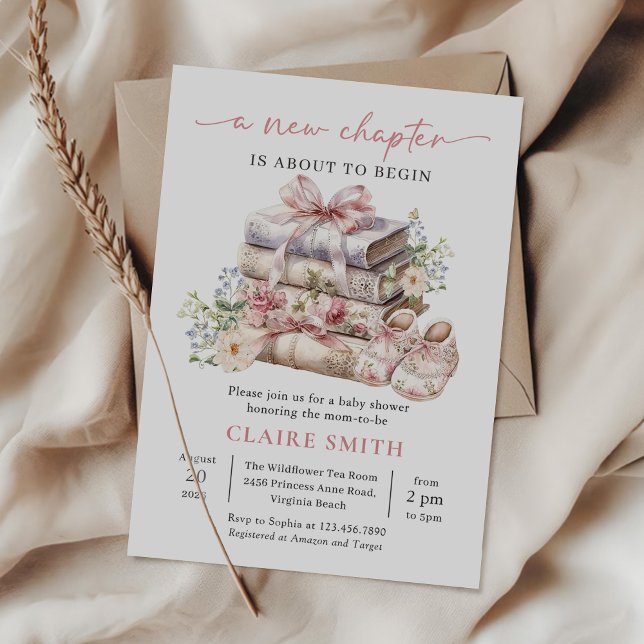 Storybook Coquette Book New Chapter Baby Shower Invitation (Creator Uploaded)