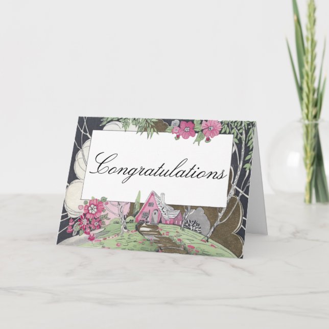 Storybook Cottage New Home Congratulations Card (Front)
