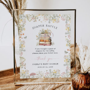 Storybook Diaper Raffle Sign Wildflower Chapter