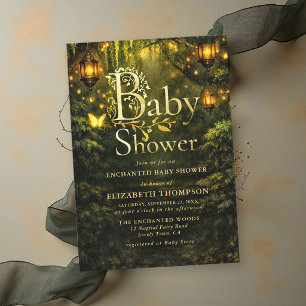 Storybook Enchanted Forest Painterly Baby Shower Invitation