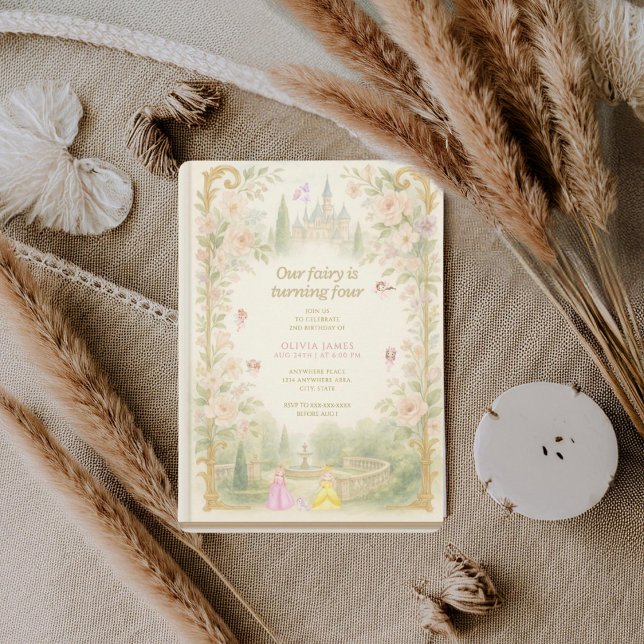 Storybook, fairy first, fairytale 4th birthday invitation (Creator Uploaded)