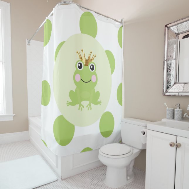 Storybook Fairy tale Frog Prince Gold Crown Shower Curtain (In Situ)