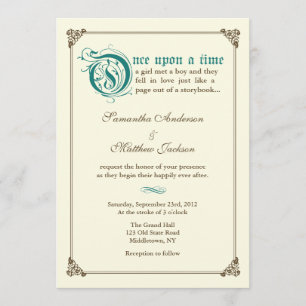 Storybook Fairytale Wedding Invitation - Dark Teal